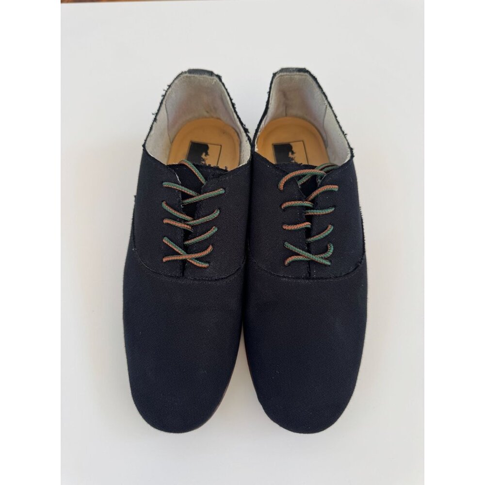 Black Canvas Lace-Up Oxford Shoes